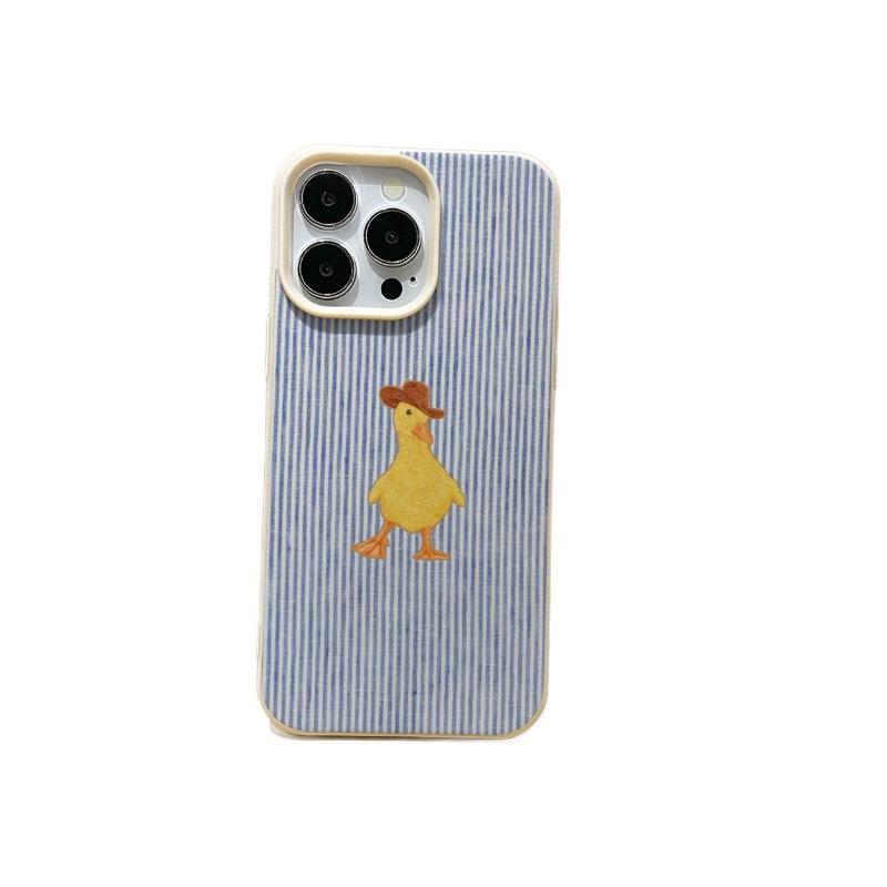 Striped Yellow Duck Mobile Phone Case Is Suitable for iPhone11Pro Apple 11 All-inclusive Anti-drop Protective Case and Non-slip.