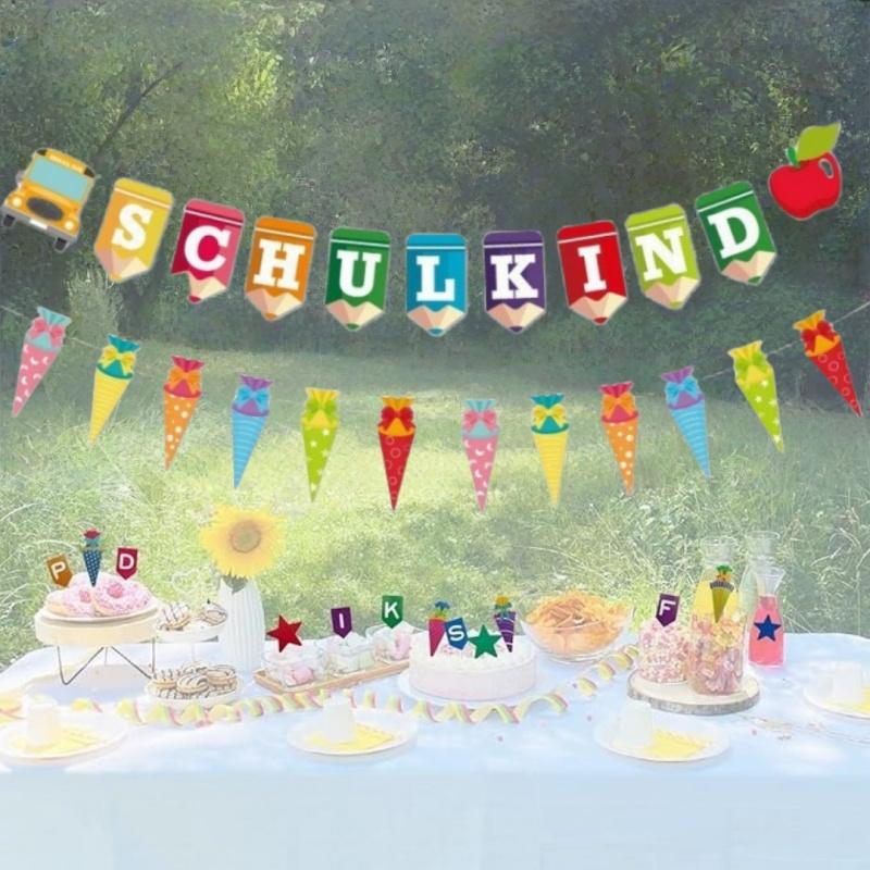 1pc Schulkind Letters Garland Sugar Bags Bunting Hanging Decoration For First Day Of School Schulandfang Banner Party Decor