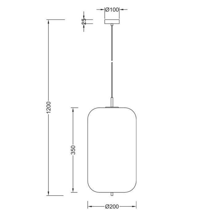 Suspension cylindre verre opale 23W IP20 E27 Diam 200mm
