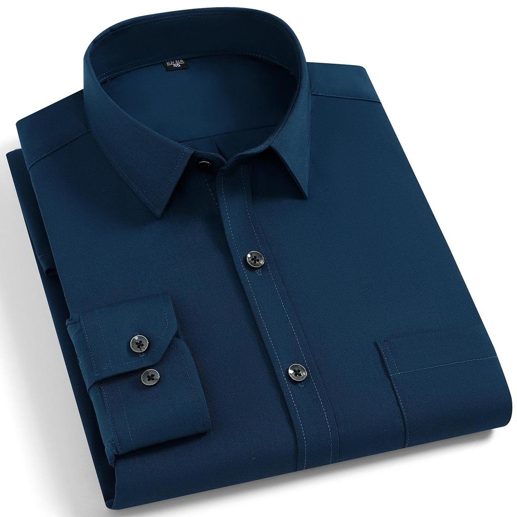Quality Stretch Men Shirt Viscose Fiber Long Sleeve Anti-wrinkle Non-ironing Regular Fit  Casual Business Office Stretch Shirt