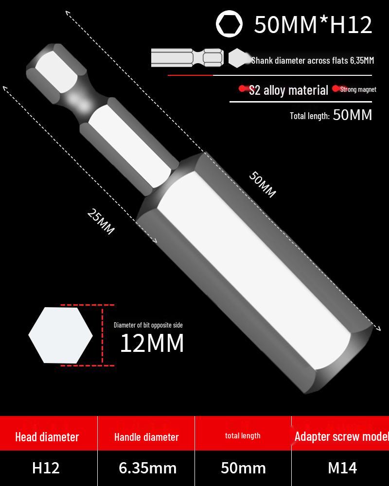 Hexagonal Driver Bit Extension for Screwdriver and Drill