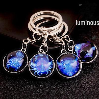 Spherical Luminous Crystal Zodiac Keychain - Virgo & Leo