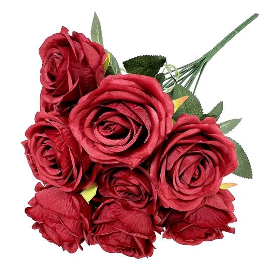 Simulated Roses Bunch Realistic Artificial Roses Faux Rose Bundle with Bendable Stems for Home Decor Parties Weddings Flower Arrangements