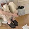 Retro Hollowed-Out Woven Bag Head Slippers Women'S Summer Wear One-Pedal Versatile Breathable Lazy Half Slippers