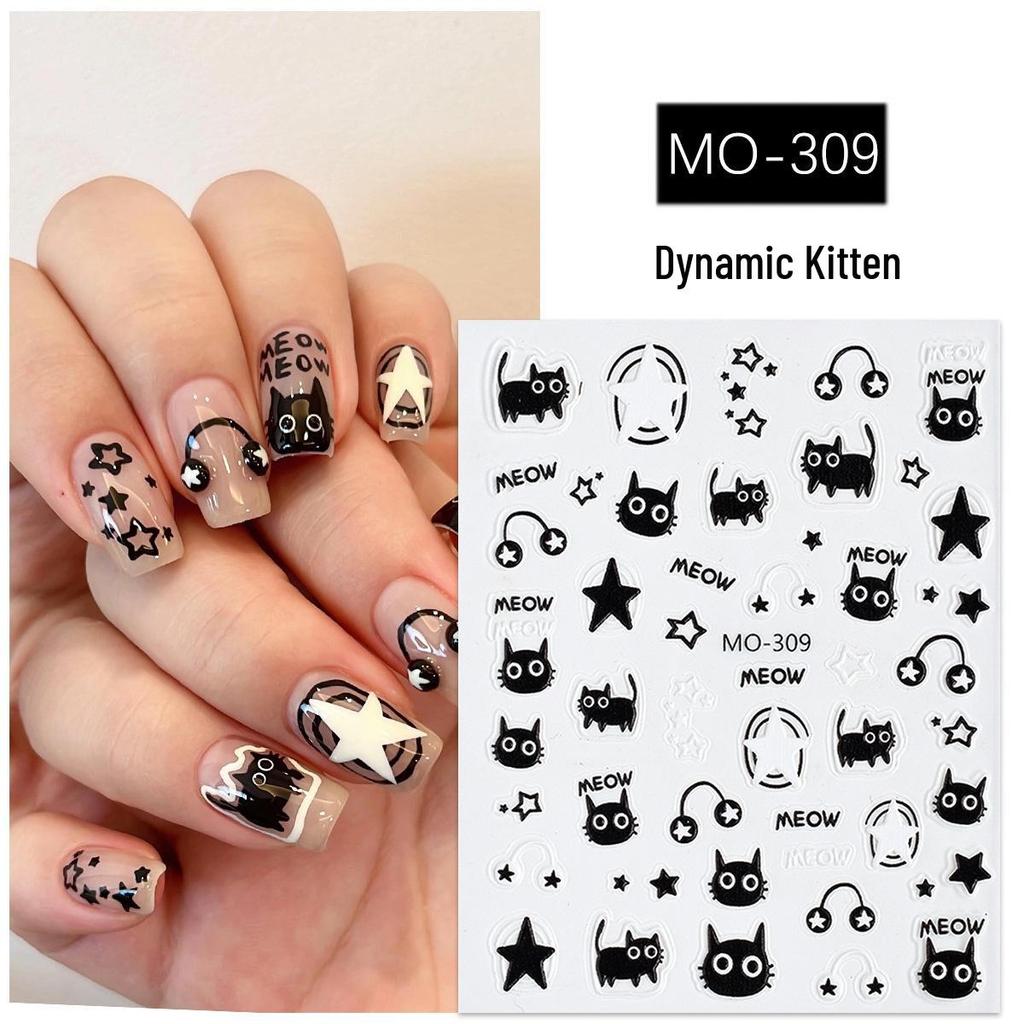 Cute Kitten Jelly Cat Paw Nail Stickers: Sweet & Fun Embossed DIY for Kids