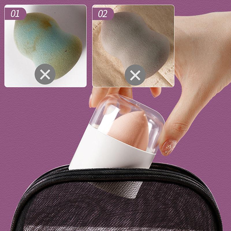 Beauty Egg Aufbewahrungsbox Trockenbox Schwammquaste Trockengestell Hülle Tragbarer Schwammständer Makeup Blender Puff Halter Mit Abdeckung
