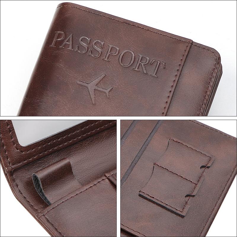 Leather Passport Cover High-Grade Multi-Function Anti RFID Travel Accessories Men Women ID Credit Card Holder