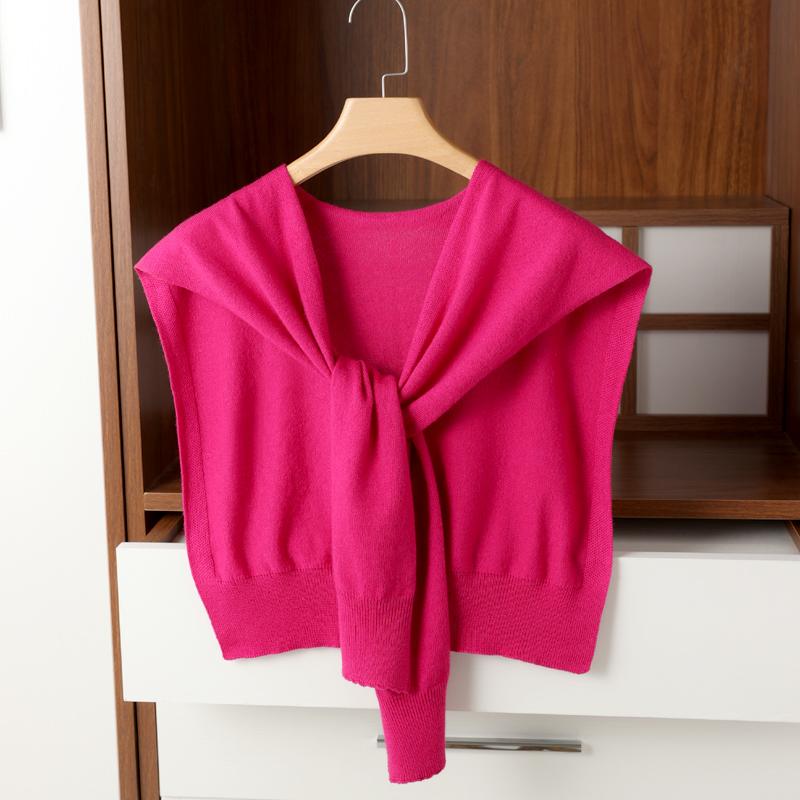 

Ladies Knitted Sleeveless Solid Color Tie - front Versatile shawl Air-Conditioned Room Neck Protector Scarf Shirt With A Vest