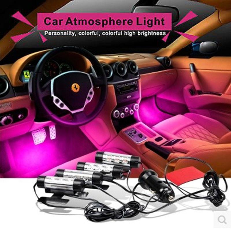 

Lamp Atmosphere Auto Led Light Foot Light Blue Pink Decorative Car Lights розовый