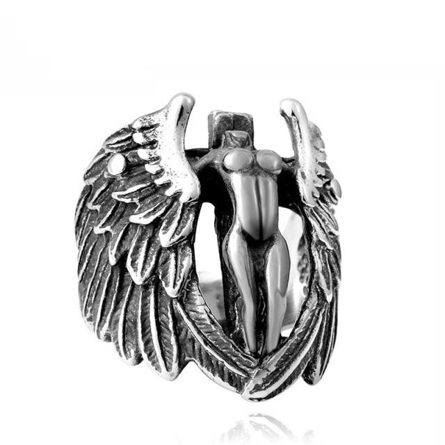 Übertriebener Krieger-Totenkopf-Maskenring, Mode für Männer, dominanter Ring, Tod, Dämon, Retro-Ring, Schmuck, Geschenk, größenveränderbar Resizable gray