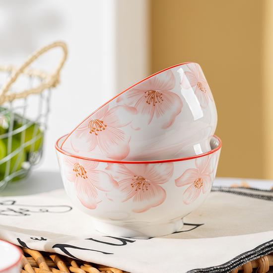 Sada keramických rýžových misek 5 palců - Elegantní design, Víceúčelové pro rýži, polévku, nudle