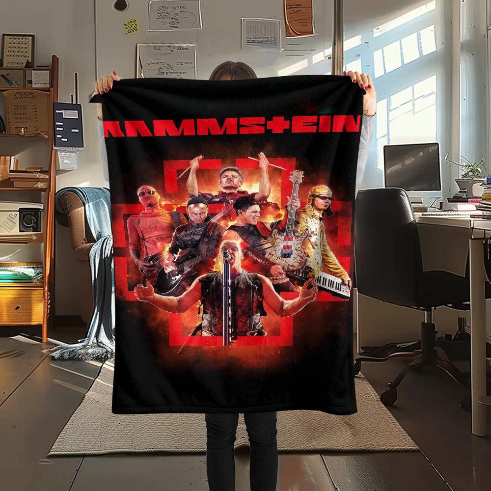 1PC Rammstein Band Print Flannel Blanket, High Quality All Seasons, Home Decor, Warmth and Comfort, Perfect for Christmas Gifts