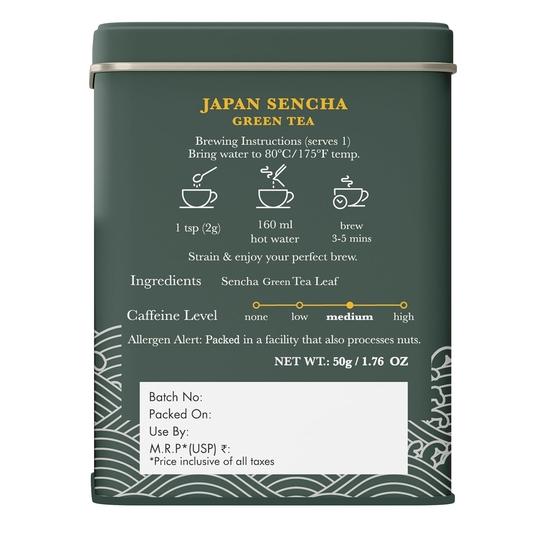 Luxmi Estates Japonský zelený čaj Sencha | Autentická japonská Sencha | Jemný, bohatý a osvěžující prémiový čaj, 50 gramů | Zlepšuje metabolismus