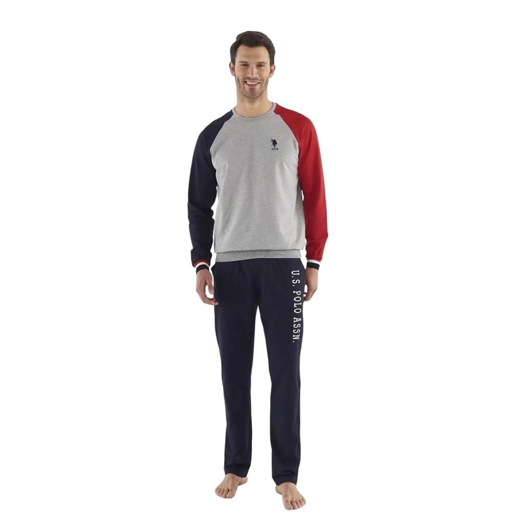 

БАЗА. Polo Assn Zero Collar Хлопковый мужской пижамный комплект с длинным рукавом