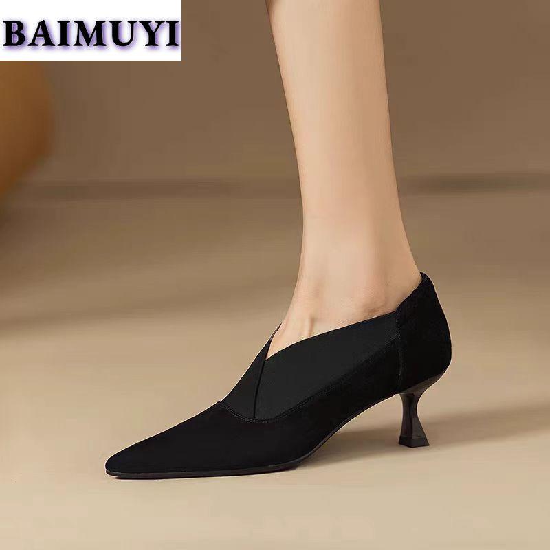 Dámské špičaté boty na jehlách Semišové mokasíny Zimní návrhář 2025 Trend New Sexy elegantní lodičky na párty Zapatillas Mujer