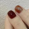Caramel Chestnut Handmade Maillard Gradient Short Nails: Elegant, High-End Stickers