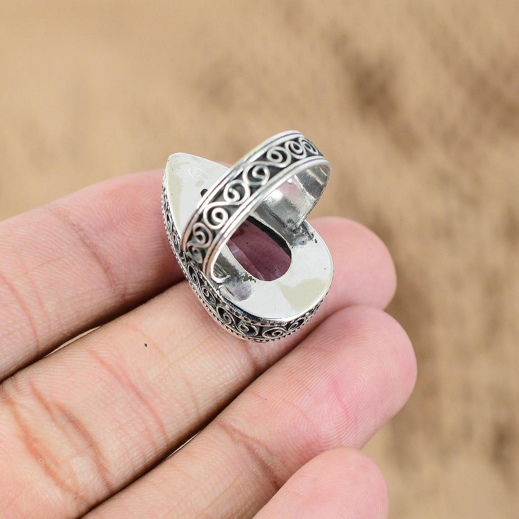 Sterling Silver Tanzanite Quartz Gemstone Promise Vintage Birthday Ring US 8.75