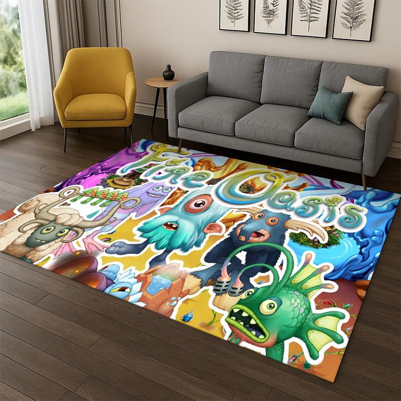 Tappeto Cartoon My Singing Monsters per Camera da Letto, Soggiorno, Divano, Sala Giochi, Zerbino, Decorazione Casa, Tappeto per Area Bambini Antiscivolo