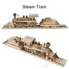 Ury 3D Wooden Puzzle Retro Steam Train With Track Railway Bridge Handmade Assembly Truck Model Diy Toys Decoration Gift For Kids