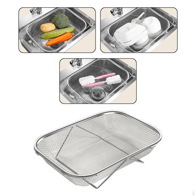 Drain Basket Sink Washing Basket, Collapsible Storage Rack Over The Colander Stainless