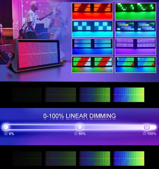 200W LED RGBW 4 In 1 48 Zone Strobe Light White 8000K DMX Super Bright Dj Wall Washer Bar Strobe Light Stage Lighting Effect
