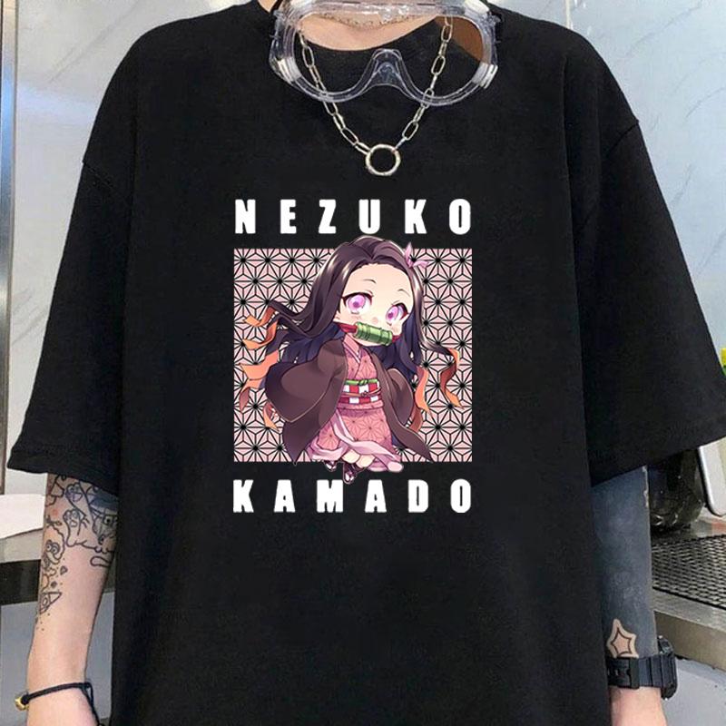 Anime Kamado Nezuko Print Short Sleeve T Shirts Men Shirts Summer Short Sleeved Male T-Shirts Comfy Soft Shirts Loose Tops
