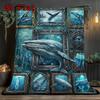 Whale Fantasies 2D Flat Pattern Flannel Blanket, High Quality All Seasons, Home Decor, Warmth and Comfort, Perfect for Christmas Gifts.