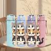 1PC Stacked Cute Cat Pet Animal Pattern 750ml Color Plastic Sports Water Bottle Leakproof Flip Straw Lid Suitable for Sports Office Home Use