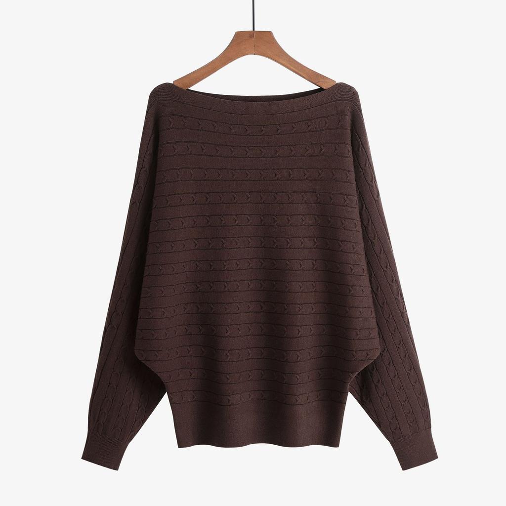 2022 for autumn and winter women's sweaters one-neck twist batman loose plus size long-sleeved jumper