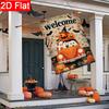 2D Flat - 2D Flat Welcome Halloween Pumpkin Lantern Ghost Cute Ghost Bat Truck Garden Flag - 4-28X40 Inches Outdoor Garden Flag, Double-Sided Home Dec