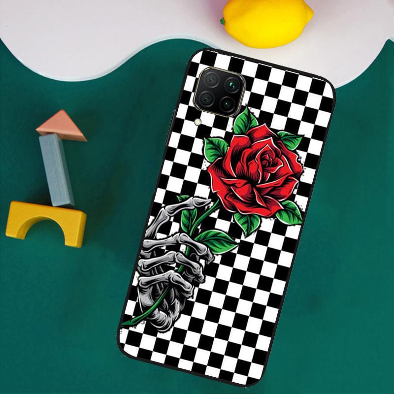 Checkerboard Sunflower For Huawei Nova Y73 Y72 Y70 Y90 Y60 Y61 Y91 12s 12i 11i 8i 9 10 SE P40 Lite P30 P60 Pro Case