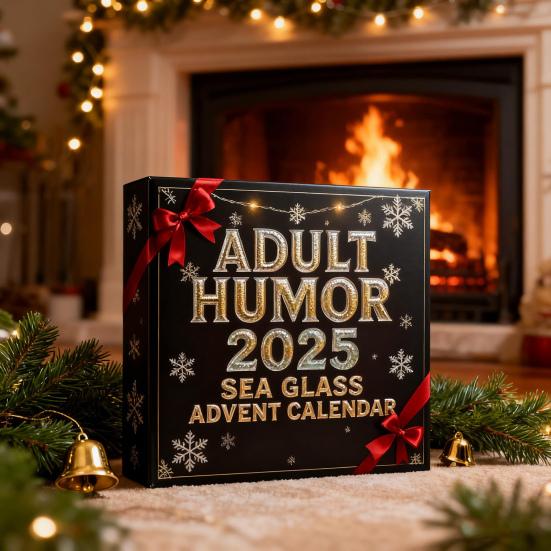 Sea Glass Accents 2025 Adult Humor Advent Calendar 24 Days Countdown Calendar with Funny Christmas Jokes Holiday Gag