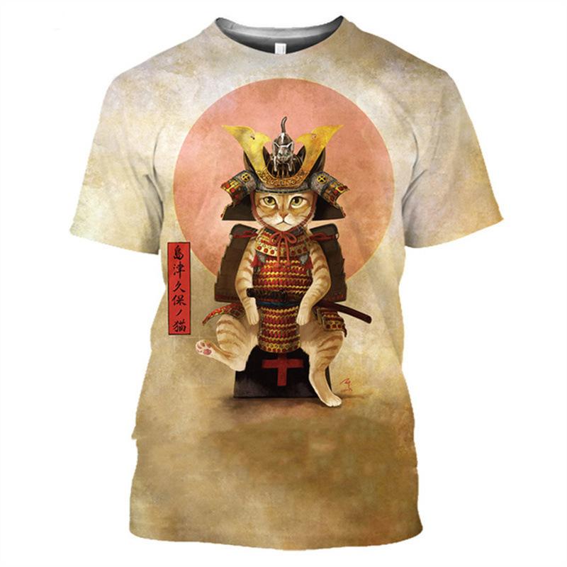 Summer T-shirt Men Cool Street Fashion Casual Men's Cat Print 3D Print T-shirt Street Casual Top