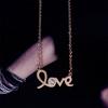 Necklace Hollow Love Letter Rhinestone Titanium Steel Rose Gold Short Summer Accessories