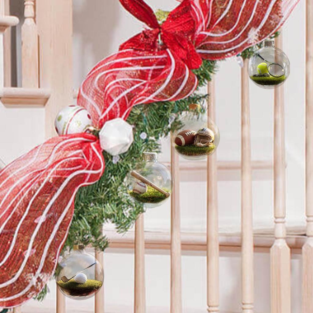 Christmas Sports Scene Ball Ornaments Christmas Tree Seasonal Sports Ball hanging Decorations for Mantle Fireplace Porch