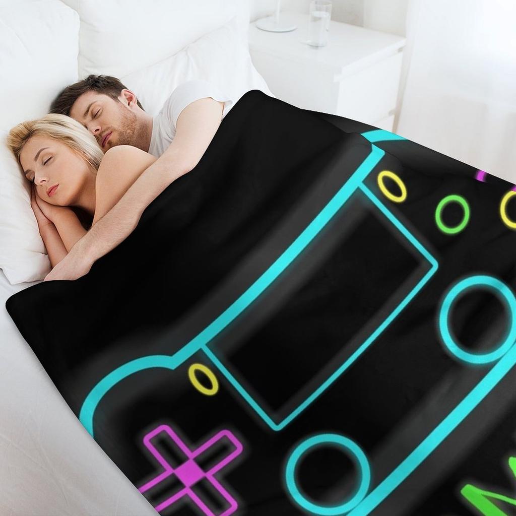 Neon Gamer Controller Neon Colors Throw Blanket Retros Christmas Gifts Designers Sofa Blankets