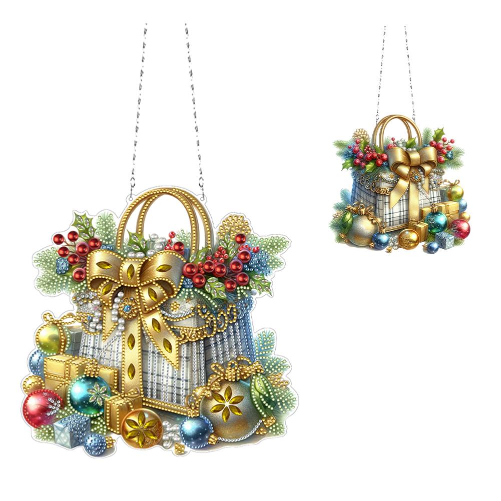 Christmas Diamond Art Hanging Pendant Acrylic 5D DIY Diamond Painting Dots Pendant Diamond Painting Hanging Ornaments for Adults