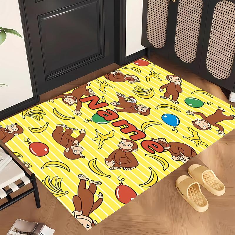 Curious George (1) Personalized Name Office Carpet Stylish Decor for Living Room Bedroom Kitchen