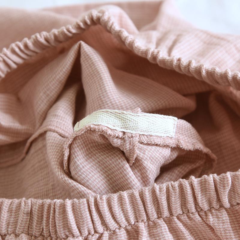 2026 New Couple Spring and Autumn Pajama Set 100% Cotton Gauze Jacquard Women's Long Sleeve Checkered Two Piece Set