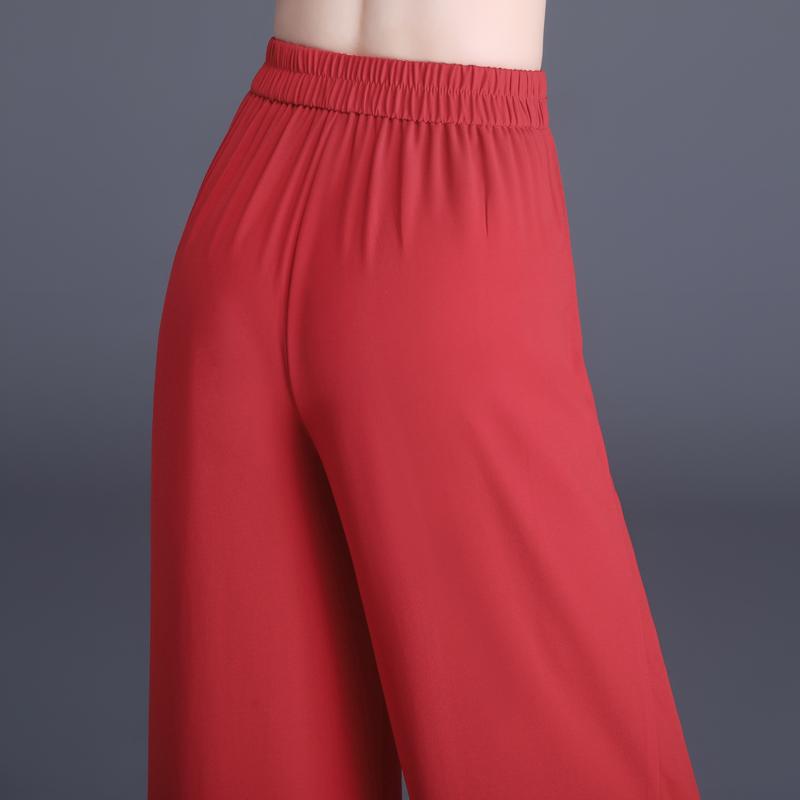 Summer Chiffon Wide Leg Trousers Women Fashion High Waist Pants