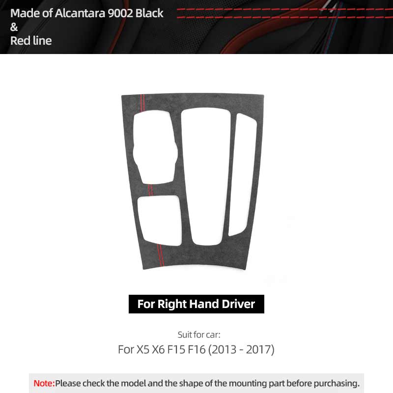 

For BMW X5 F15 X6 F16 Made of Alcantara Car Interior Gear Shift Knob Panel Trim Frame Performance Stickers Tuning Accessories Red RHD