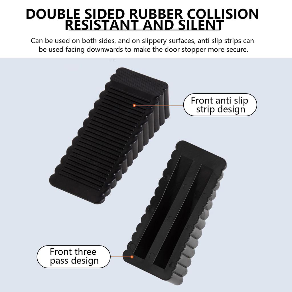 1Pc Safety Door Stop Block Wedge Stop Door Stopper Home Office Reusable Door Rear Retainer Impact Stopper Rubber Stops No Drill