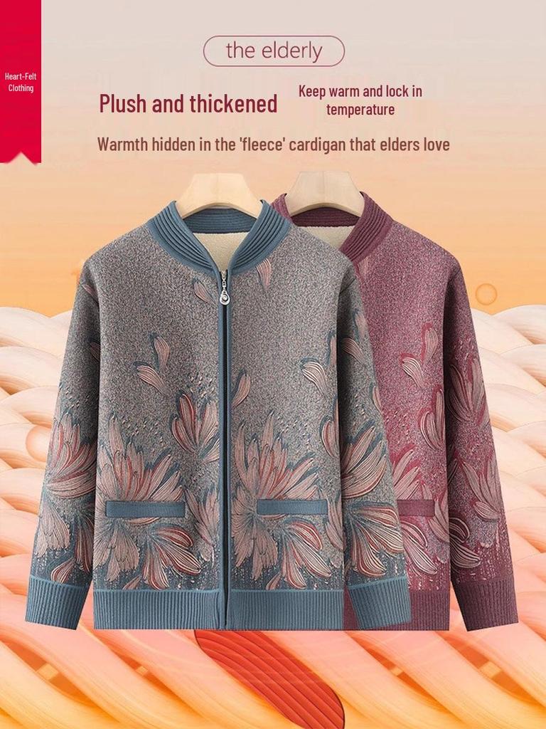 Warm Winter Knitwear: Fleece-Cardigans & Thick Sweaters for Senior Women