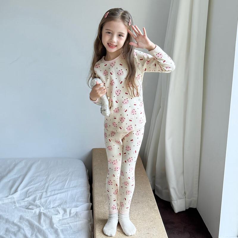 Tutuxiaoxiang Girls' Cotton Pajama & Thermal Underwear Set