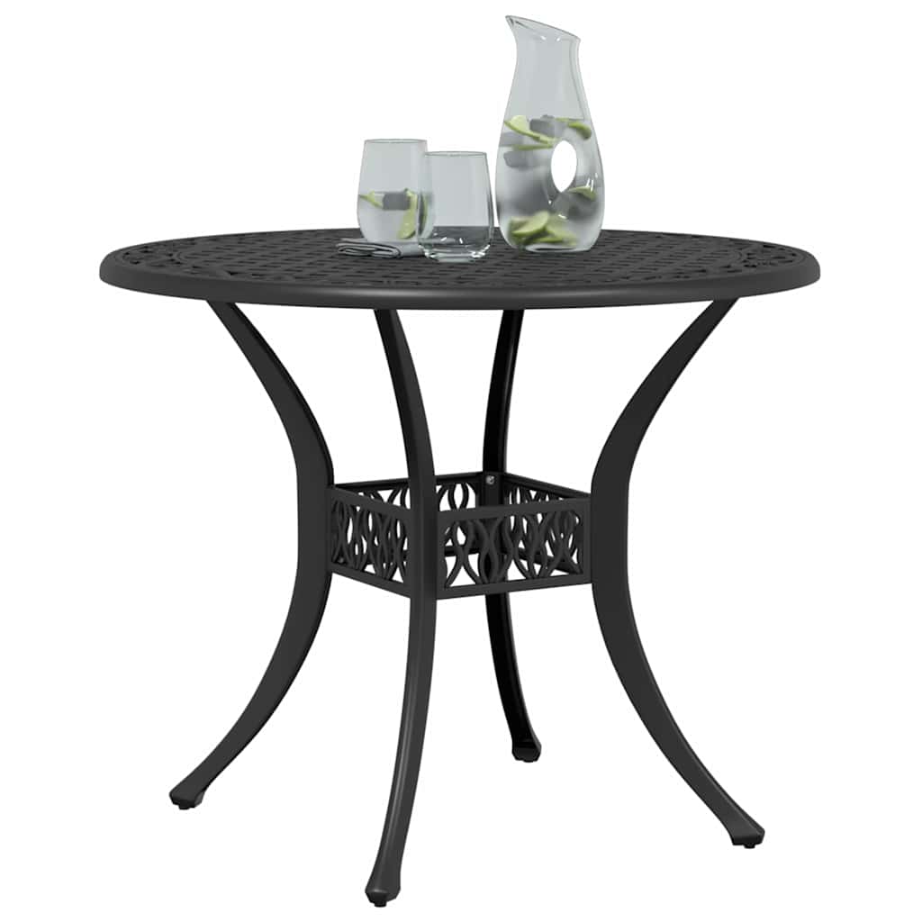 Garden Table Black Ø90x75 Cm Cast Aluminum