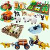 MOC Stenen Speelgoed Model Boerderij Bouwstenen Vee Paard Koets Transport Moestuin Bloem Plant Fruit Veld Boom Dier