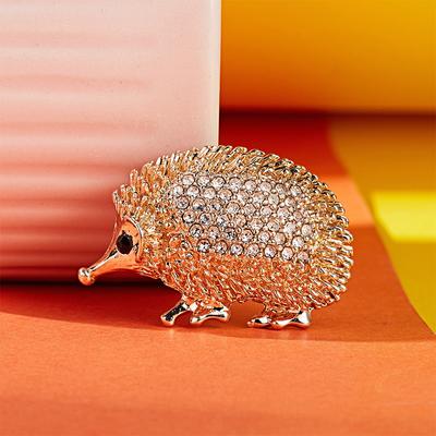 Mode Niedlich Gold Farbe Strass Igel Brosche Für Frauen Kleidung Zubehör Corsage Broschen Geschenk