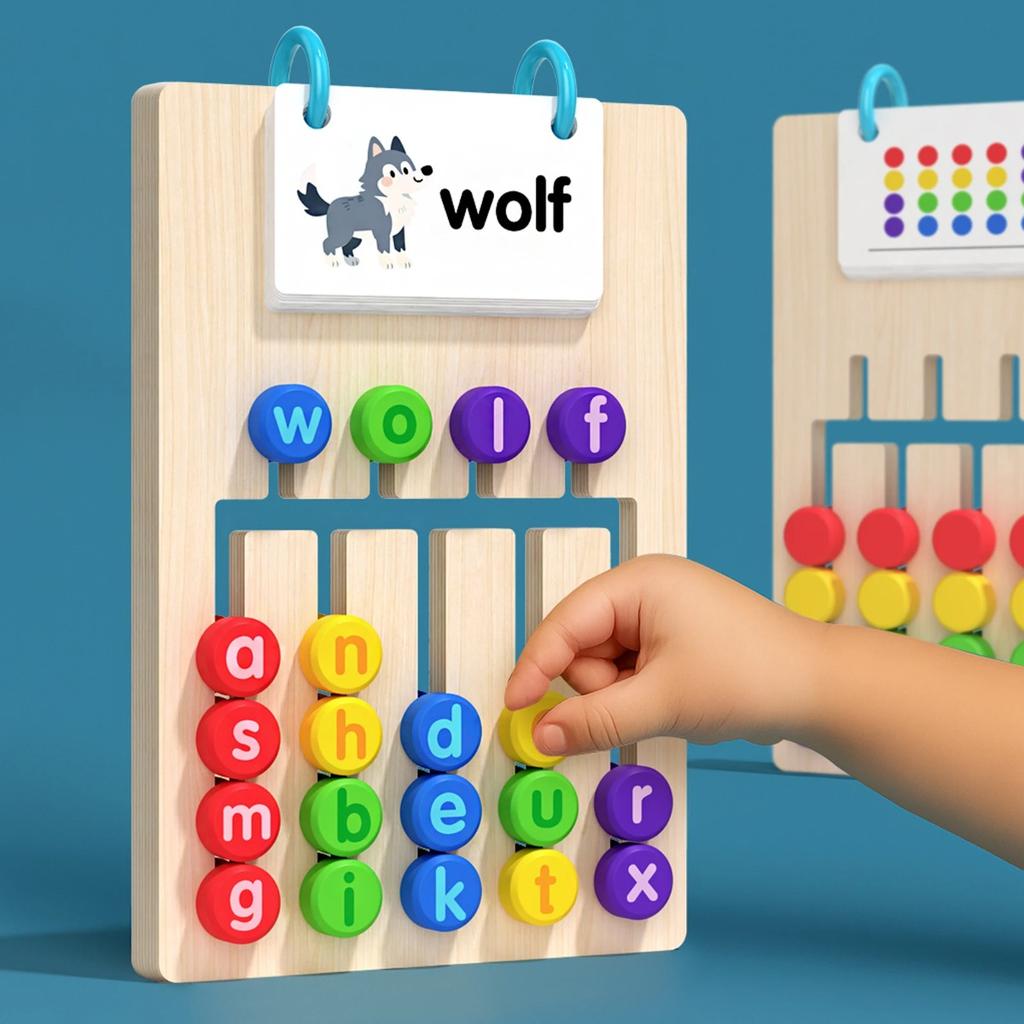 Baby Color Math Toy Double Side Color Matching Spell Words Children Early Educational Wooden Toy Baby Monterssori Preschool Toy