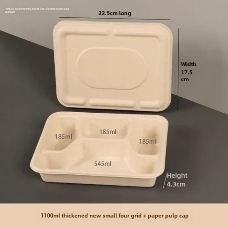 Caja de embalaje desechable para entrega dividida, 10 unidades, gran capacidad, papel de cuadrícula múltiple, cajas para el almuerzo, respetuosas con el medio ambiente, para microondas