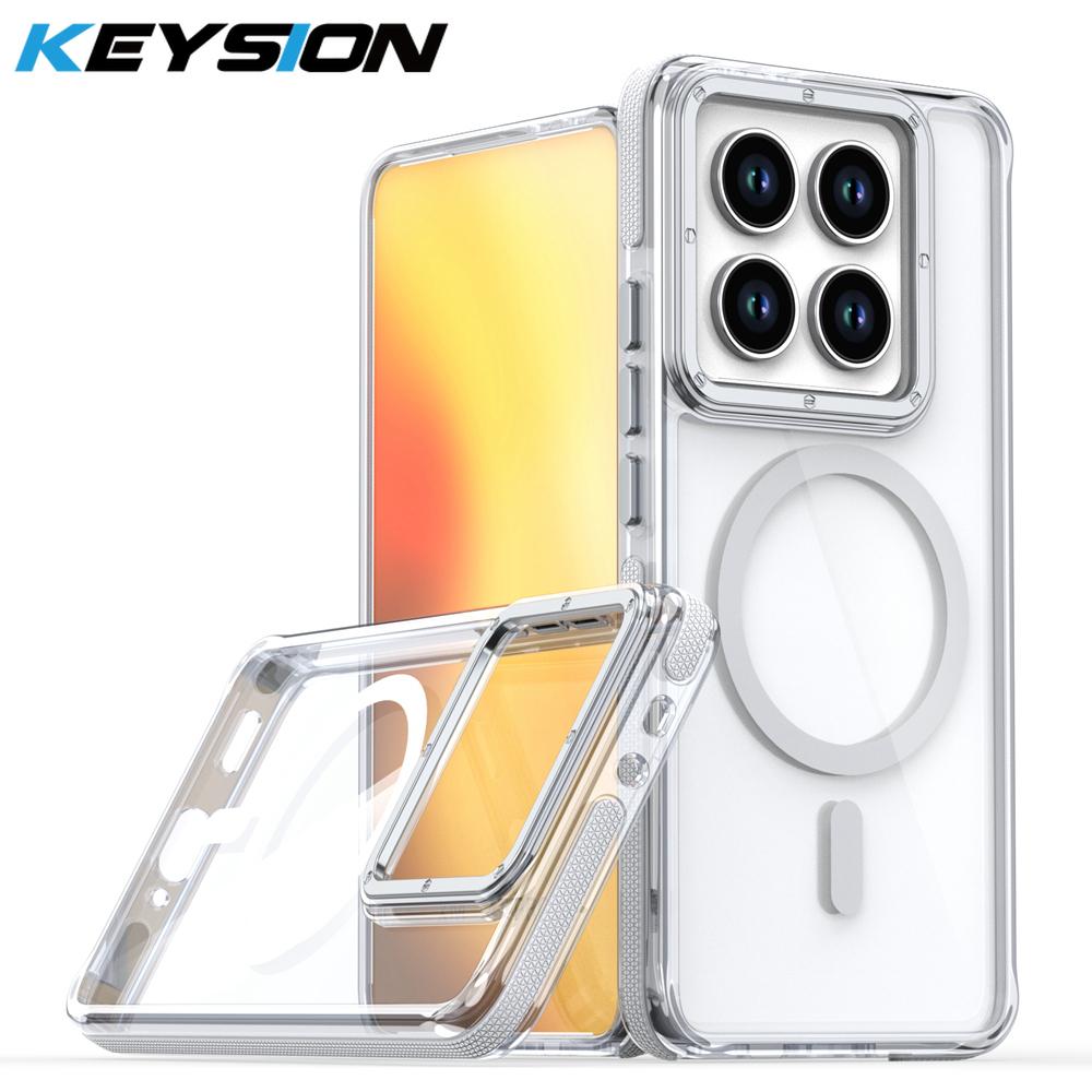 KEYSION HD Transparent Magnetic Case for MagSafe for Xiaomi 14T 15T Pro 5G Clear Shockproof Phone Cover for Xiaomi 15T 14T Pro for Xiaomi 15T белый
